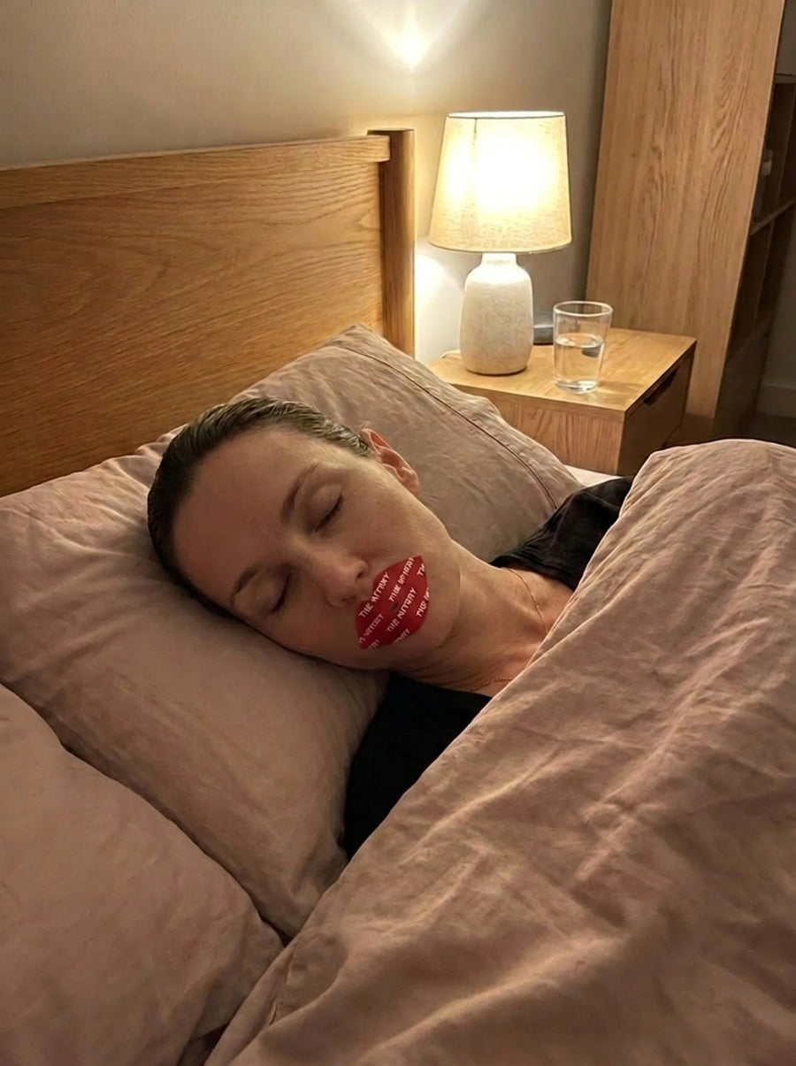 Step 3 is to drift off into a deep sleep and enjoy the benefits of nasal breathing due to wearing The Nitery moisturizing mouth tape